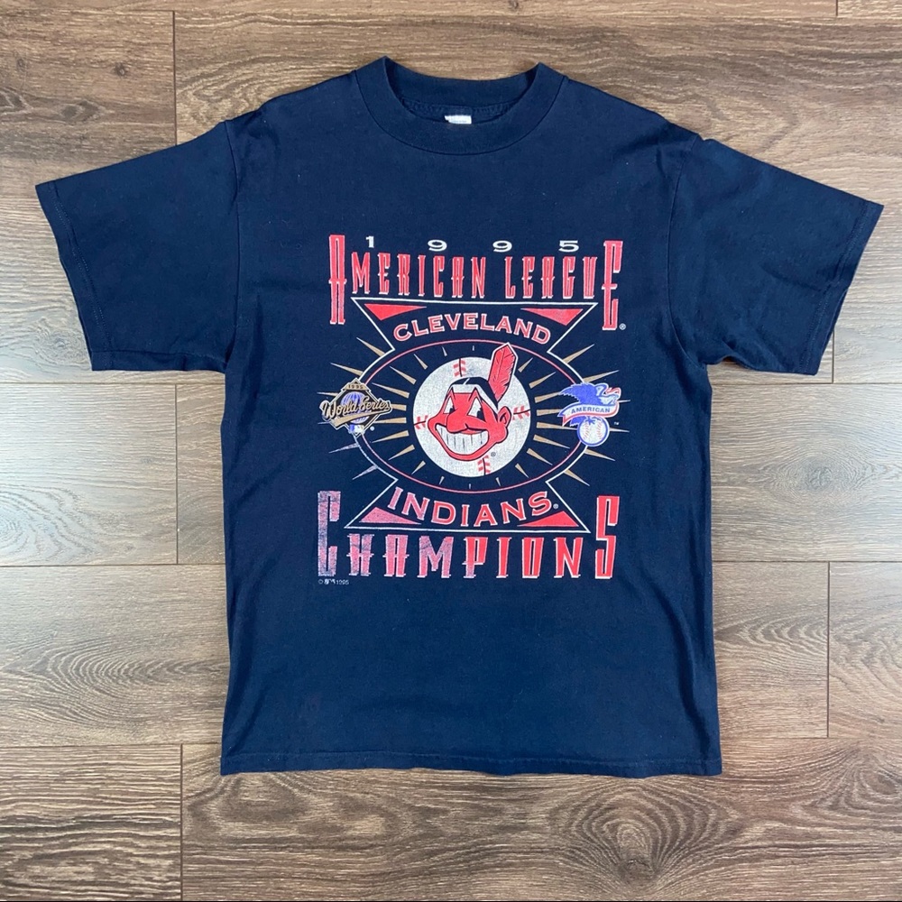 Cleveland Indians American League Champions Mens Vintage LOGO 7 Shirt Size Large